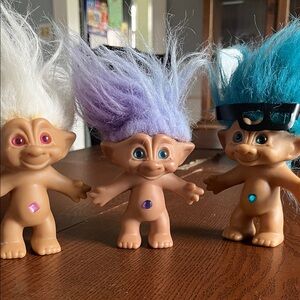 Vintage trolls set of 3 preowned jeweled belly